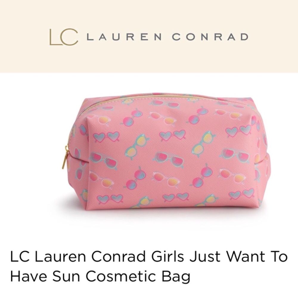 🆕😎 SUNNIES Graphic Makeup Cosmetic Bag Pink LC